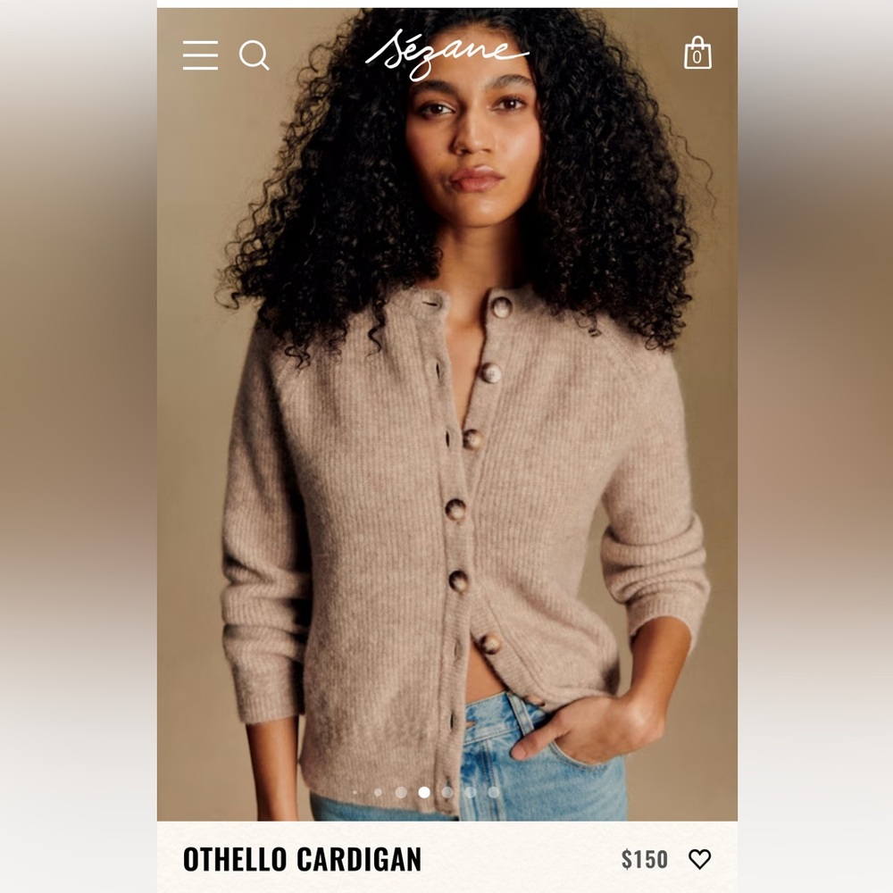 Sézane Othello Cardigan in Light Beige